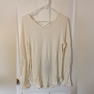 Brand New Chaser Waffle Knit V Neck Long Sleeve w/Criss Cross Back Size Medium